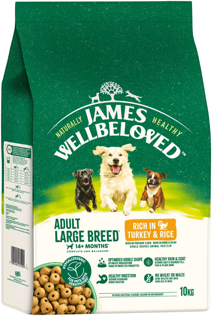 JAMES WELLBELOVED Hunde-Trockenfutter große Hunde Truthahn + Reis